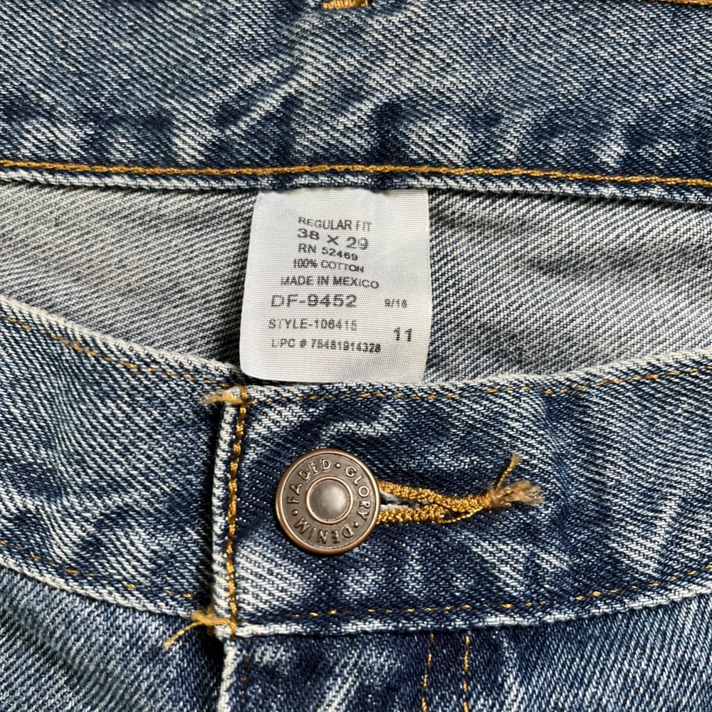 Faded Glory Classic Fit Blue Denim Jeans Mens 38x29 100% Cotton Lot of 2 - Picture 12 of 13